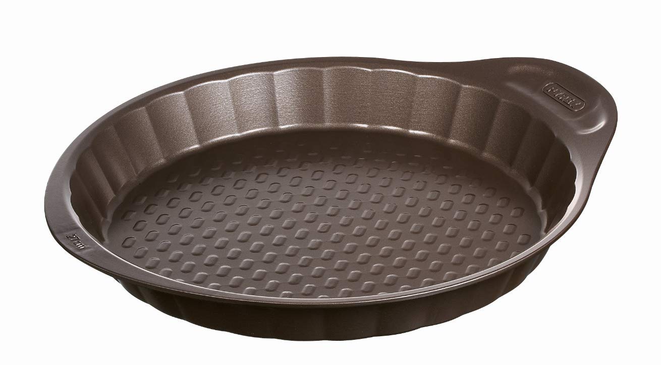 Pyrex 27 cm Medium Metal Asimetria Easy-Grip Flan Pan, Brown