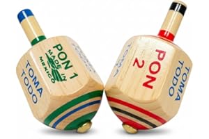 ALONDRA'S IMPORTS️ Alondra's Imports Pirinola Toma Todo Set – Mexican Fiesta, Kids and Adults Family Party Games, Bachelor Parties or Baby Shower, Wood Spinning Top Game - Premium Quality Finish - Complete Set of 2