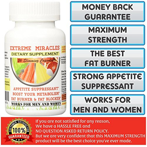 Extreme Miracles Slimming 36 Capsules. The Best Weight Loss Supplement. 60 Days Money Back Guarantee!