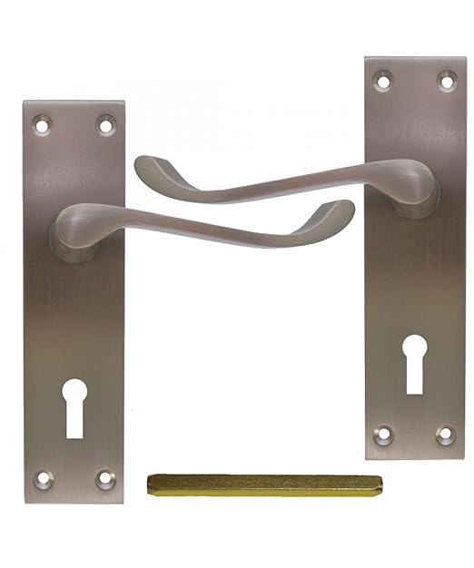 DROIT poignée de porte Set Noir Fonte Pack à Mortaise Loquet Verrou Salle de Bain Paire Poignées, crémones