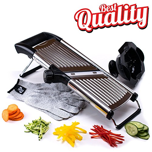 [Upgraded] Mandoline Slicer with FREE Cut-Resistant Gloves & Blade Guard – Adjustable French Fry Cutter and Vegetable Slicer, Food Slicer, Vegetable Julienne – Premium Stainless Steel Design - Thumbnail 4