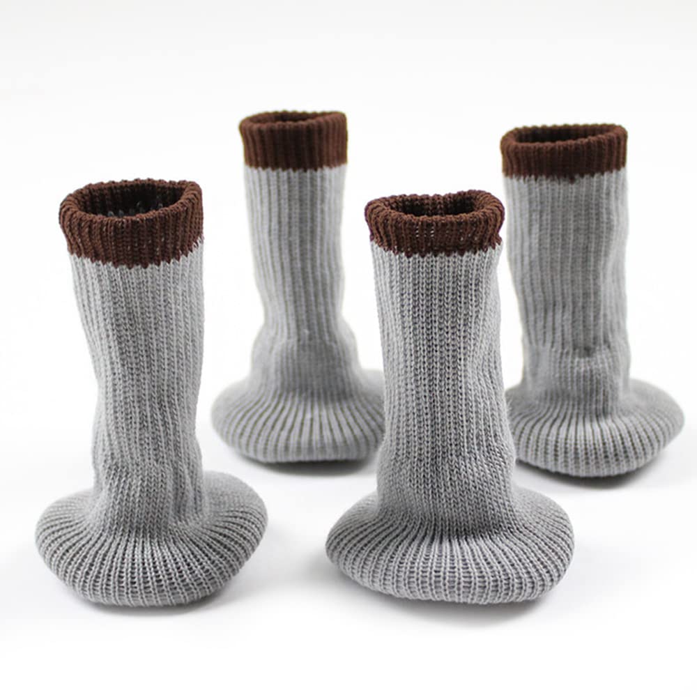 CENPEK 24pcs Chair Leg Socks with Felt Pads, Elastic Knitted Furniture Booties, Thick Wood Floor Furniture Legs Protectors Pads Covers Caps Set - Avoid Scratches and Noise, Anti-slip(Grey)