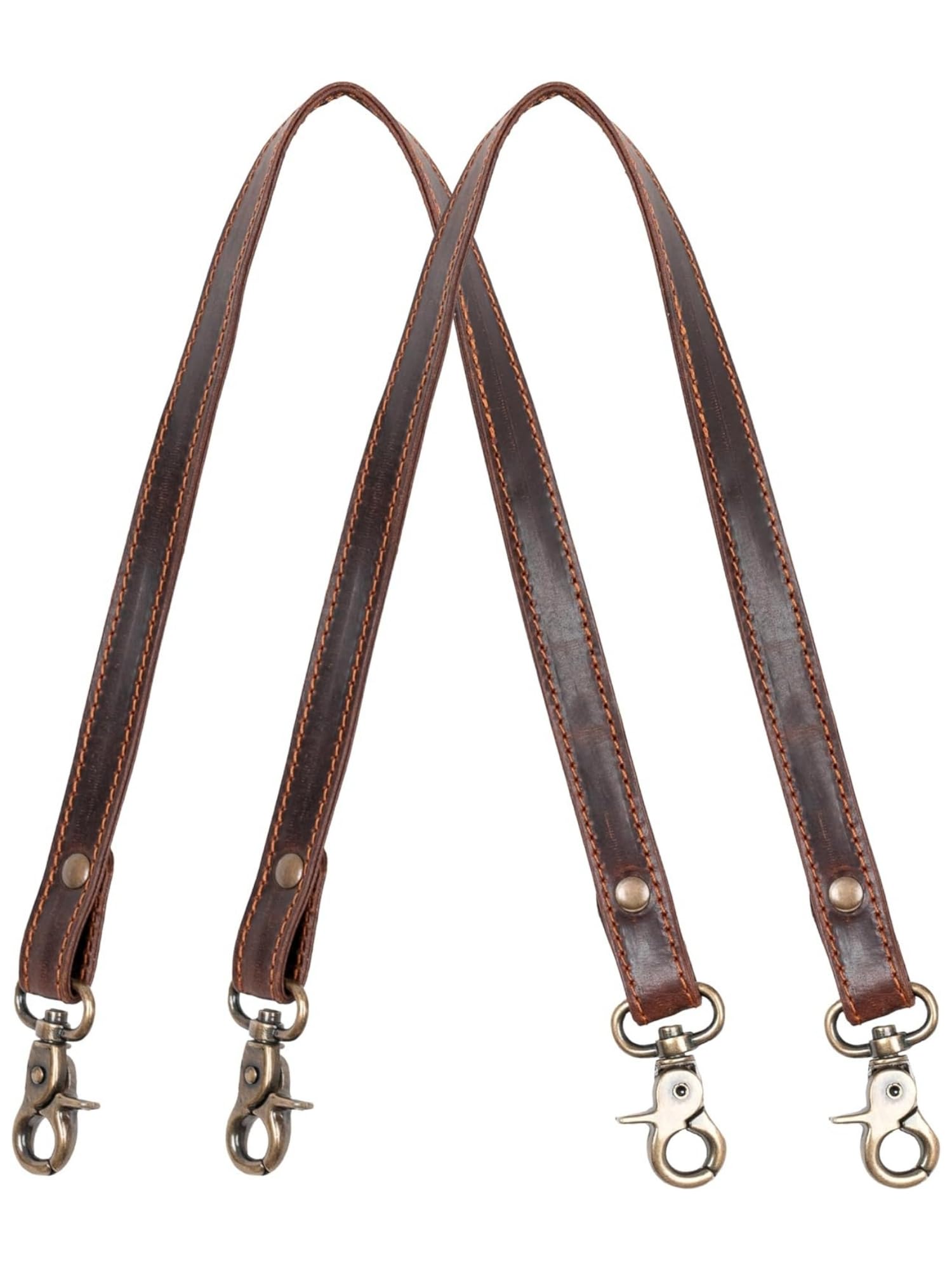 Hell Blues Purse Straps Replacement Full Grain Leather - Premium Straps with Brass Clips for Handbag shoulder bag - 2 Pcs (Chocolate Brown) 24" inches