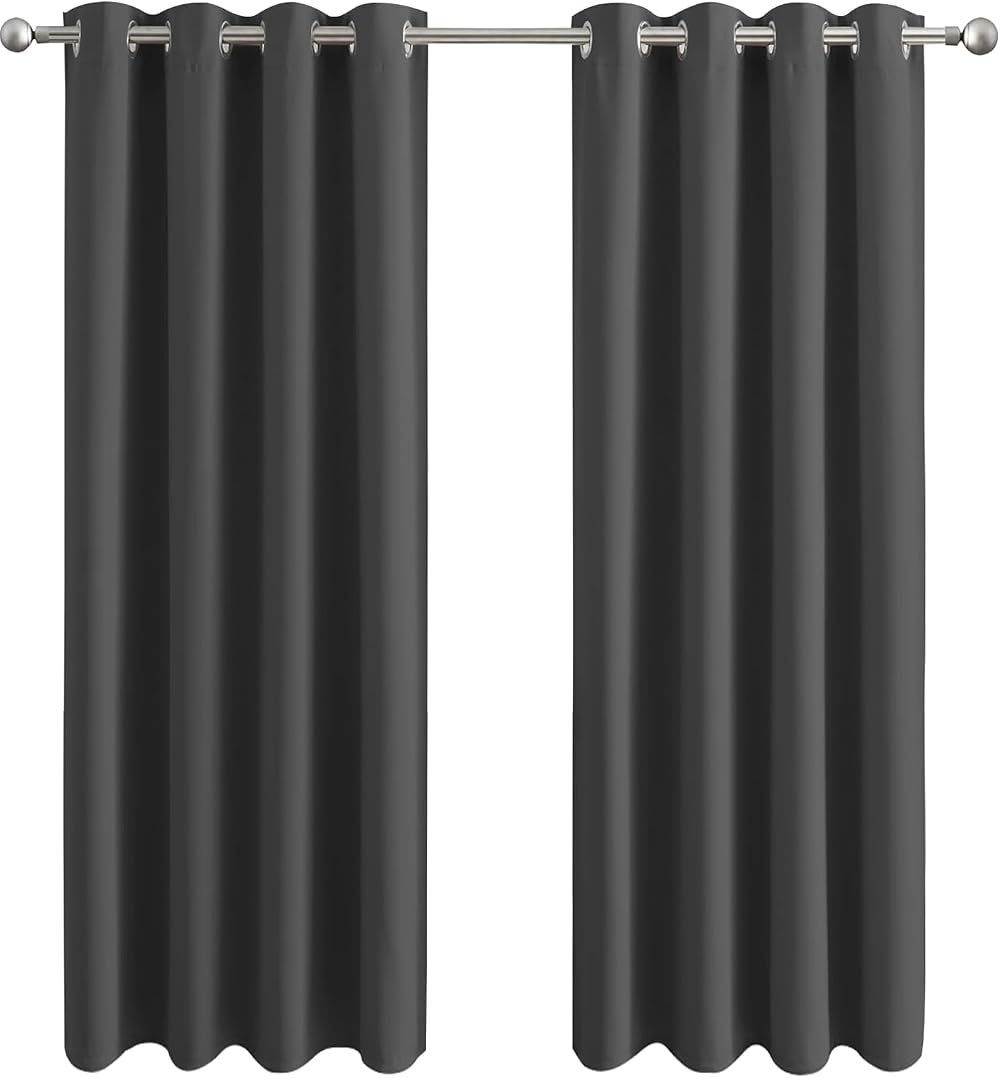 Aspire Homeware Blackout Curtains 2 Panels 66x72 Eyelet Rings Grey