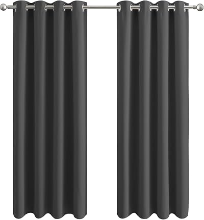 Aspire Homeware Blackout Curtains 2 Panels 66x72 Eyelet Rings Grey