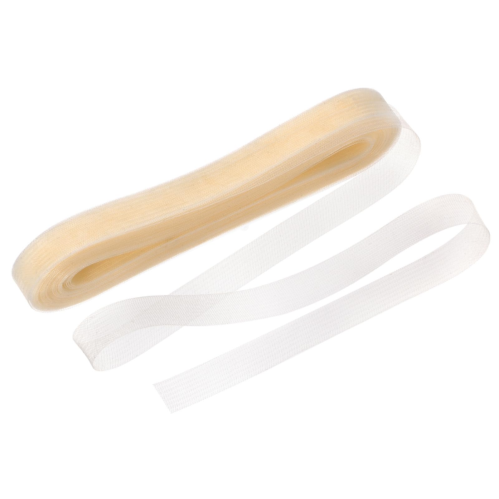 M METERXITY Stiff Horsehair Braid 1 Inch Wide 25 Yards Soft Polyester Horsehair Braid Roll for Wedding Dress/Dance Formal Dress Accessories/Skirt Boning Sewing Shaping [Beige]