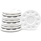 Haploon 200 Pcs Paint Tray Palettes Bulk, Plastic Round Paint Pallet with 10 Wells, 6.7 Inch White Washable Pallets Trays Holder Watercolor Painting Tray for Art Painting DIY Craft