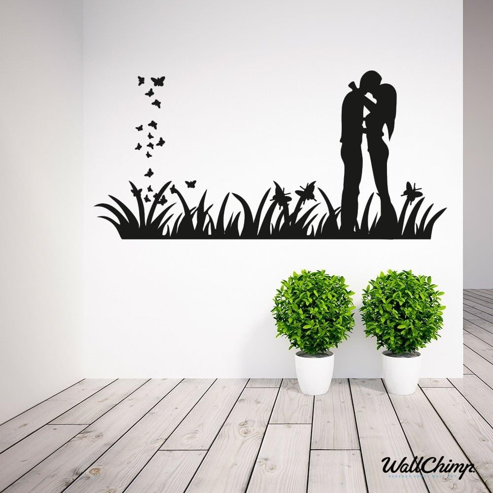 Love Couple Kissing Wall Sticker 60cm x 130cm Black (0105) As Pictured
