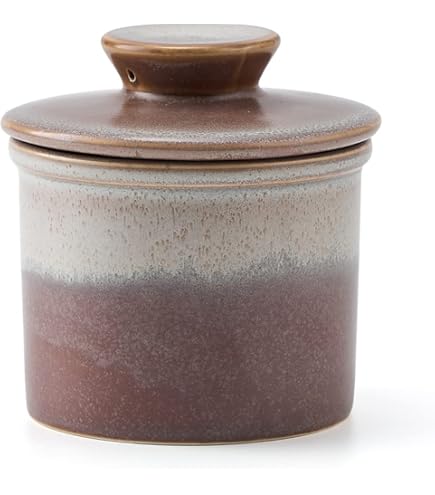 Mantequera De Mármol Blanco SPESHSTONES - 4 Pulgadas De Alto, Capacidad 90 Ml, Con Tapa, Mantiene La Mantequilla Blanda Con Agua