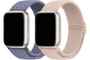 2 Pack Braided Stretchy Solo Loop Band Compatible with Apple Watch 49mm 46mm 45mm 44mm 42mm 41mm 40mm 38mm Elastic Nylon Spor