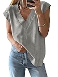 Saodimallsu Womens V Neck Sweater Vest Oversized