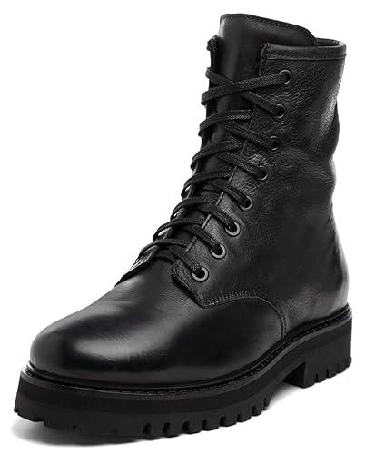 Thursday Boot Company Women's Lace up Leather Combat Boots, Black