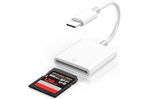 iPhone SD Card Reader USB C, Digital Camera Adapter, Trail Camera USB C Memory Card Reader for iPhone 17/16/15/iPad/MacBook/i