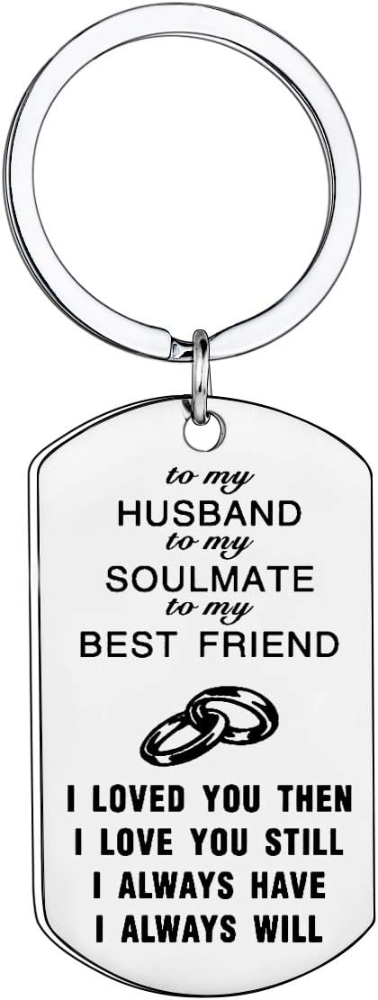 MADHAHEFU Couple Gifts Husband Keychain to My Love Gifts for Her Him BBF Best Friends Birthday Keyring (to My Husband)