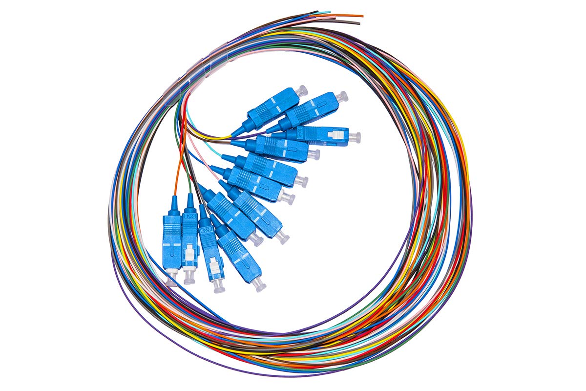 LINK LKSC12PTS Set 12 Colorful Fiber Optic Pigtail Cables SC SINGLEMODE SIMPLEX MT 1