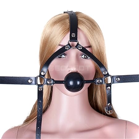 Fly love SM PU Leder Band Ball Mund gestopft Spielzeug knebel? Bondage Kopf Harness mit Fetisch SM Silikonkugel(Durchmesser48
