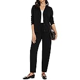 Casly Lamiit Women's 2 Piece Casual Outfits Fall Travel Button Down Long Sleeve Cardigan Barrel Pants Set Loungewear