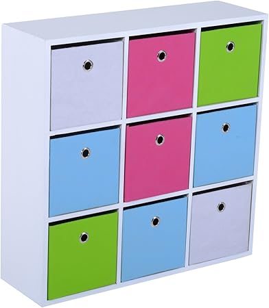 Homcom 3 Tier Multicolour 9 Fabric Drawer Storage Solutions Cube