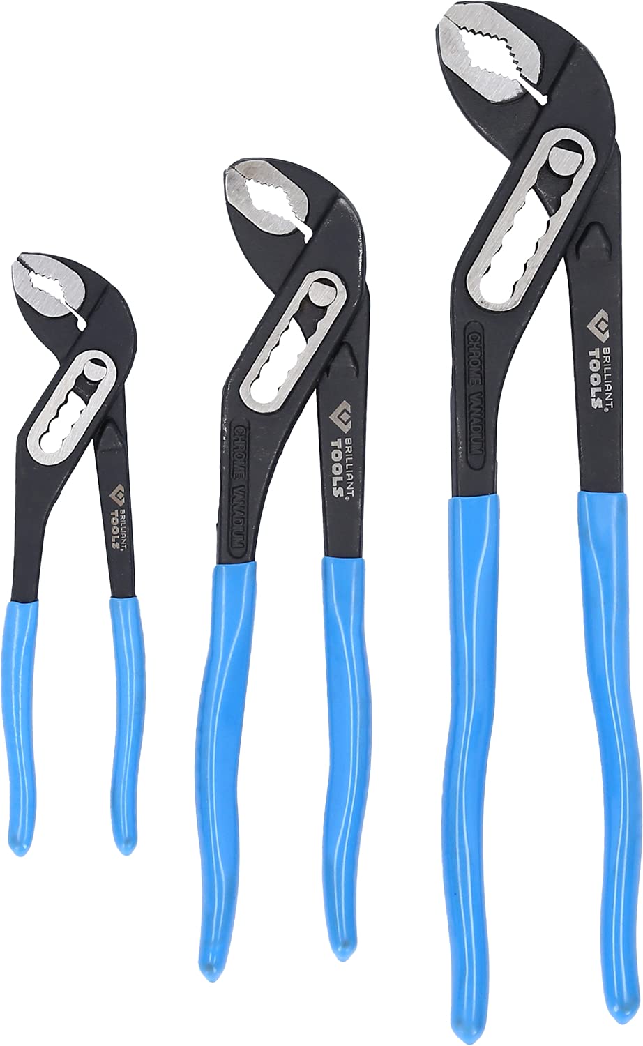 BRLLIANT TOOLS BT064910 Water Pump Pliers Set, 7 Inches, 10 Inches, 12 Inches, 3-Piece