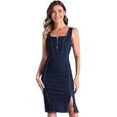Allegra K Jeans Dresses for Women's Strap Bodycon Denim Dress
