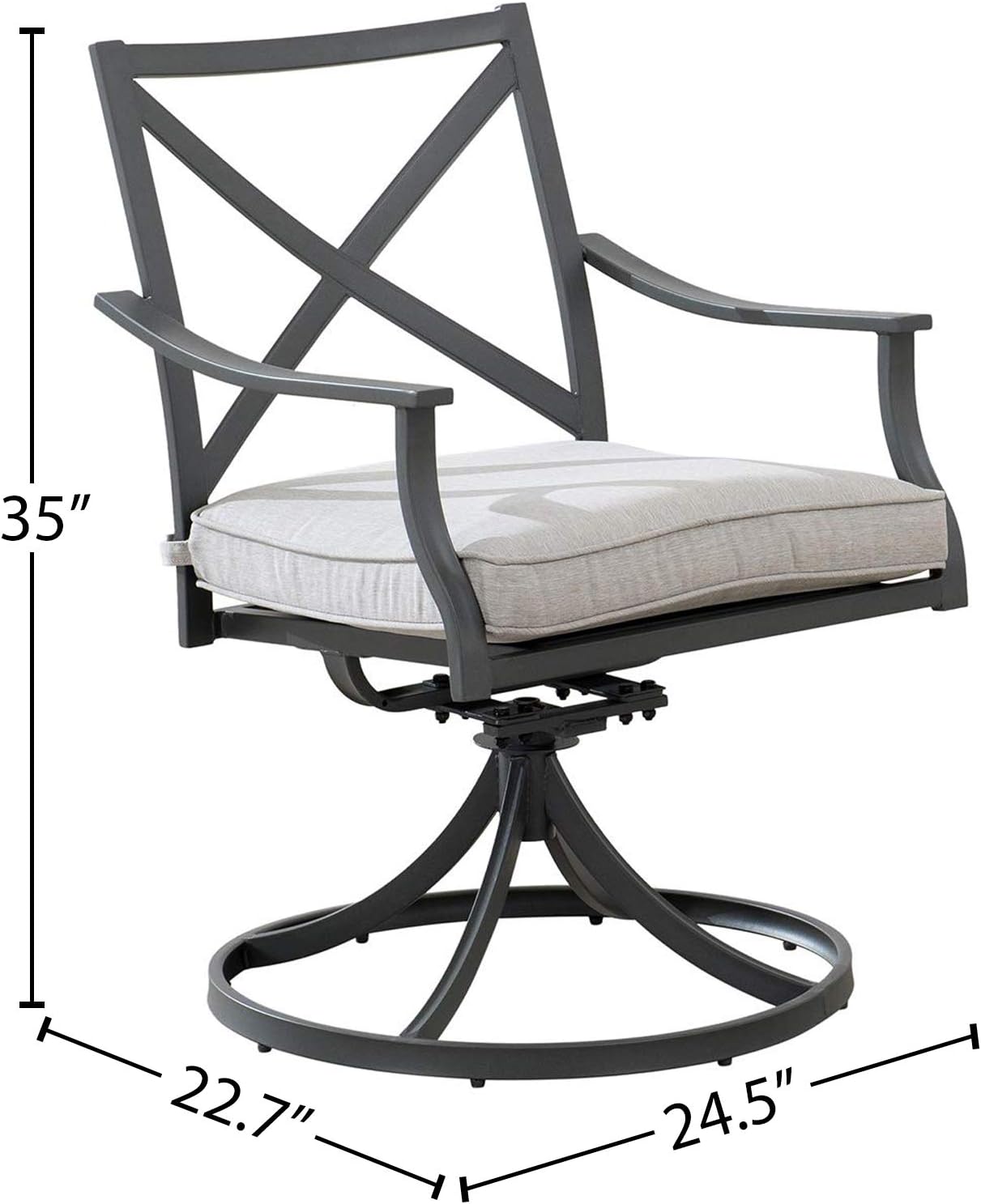  Brand - Ravenna Home Archer Steel-Framed Outdoor Patio Swivel Dining Chairs, Set of 2, 35"H, Gray : Garden & Outdoor