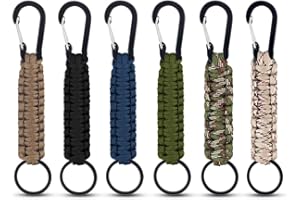 YUNTOP 6 Pack Paracord Keychain with Carabiner Braided Lanyard Key Chain Paracord Carabiner Clip for Keys Backpack Paracord Keychain Ring for Men Women Heavy Duty Hook for Outdoor Survival Camping Hiking
