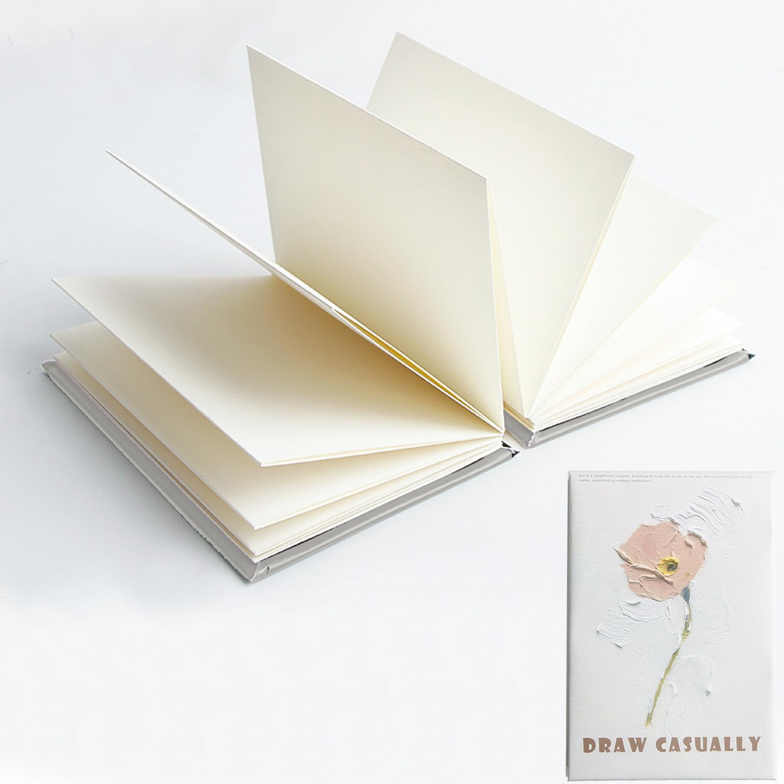 Concertina Sketchbook A6, Handmade Pocket Concertina Sketchbook with Slip Case 15.7cm X 10.5cm Can Be Used for Art Journals, Storyboards, Concept Drawings (Flowers 2)