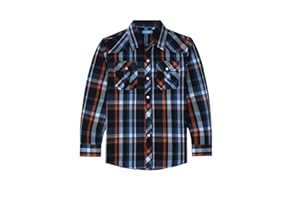 CHEERBOY Boy's Toddler Kids Casual Long Sleeve Western Pearl Snap Button Up Plaid Shirt 4-16 Years