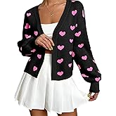 SECRETEYARD Women's Long Sleeve Floral Print Openg Front V Neck Knit Y2k Sweater Cardigan