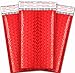 Premium Poly Bubbles Mailer Padded Envelopes with Anti Moisture and Self Seal Adhesives for Office | Tamper Resistant with Labels (4x8, Pack of 50 with Labels), Red