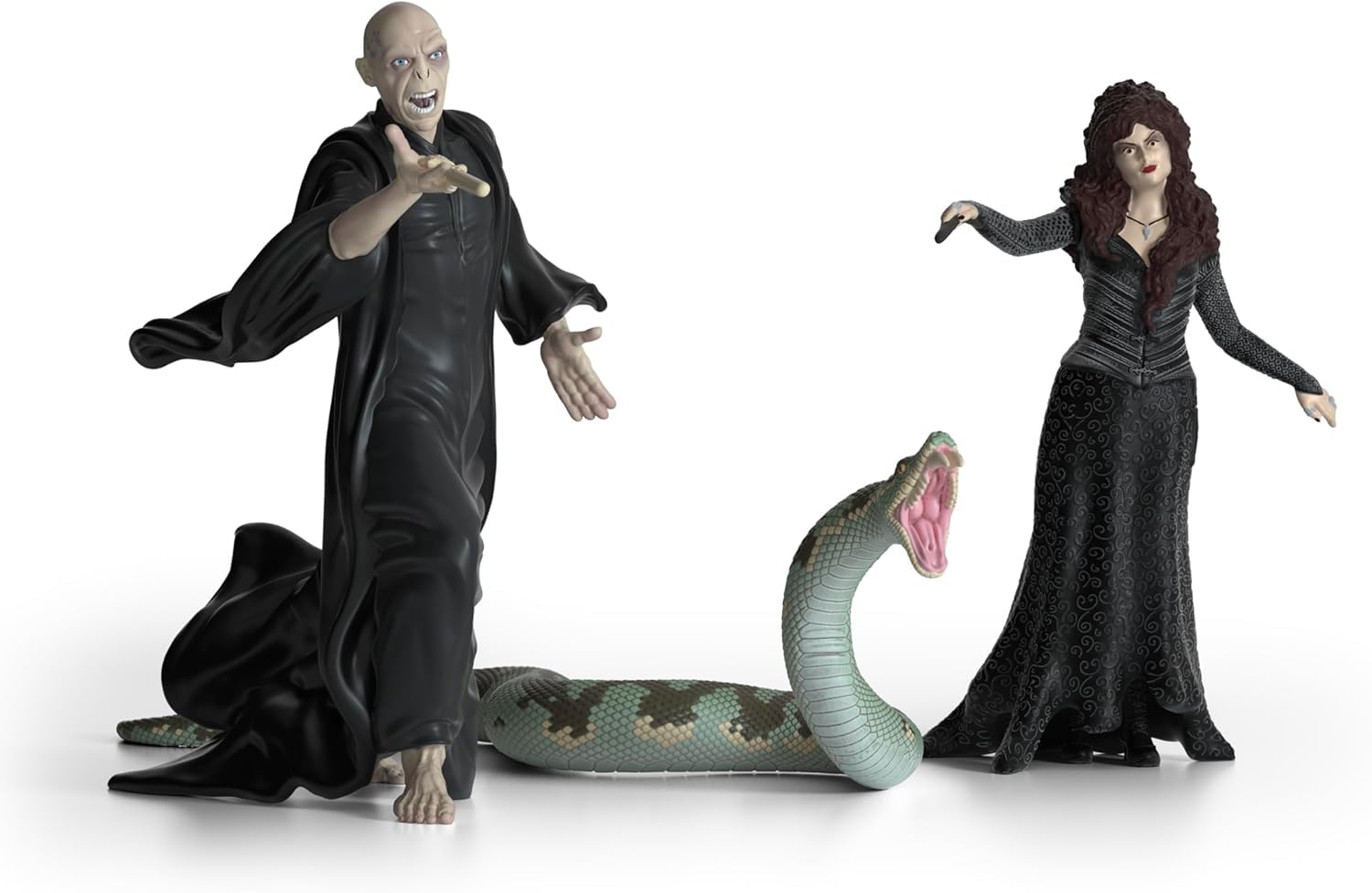 SCHLEICH Harry Potter | Lord Voldemort, Nagini & Bellatrix Lestrange 42684 | 2 bewegliche Figuren & Tierfigur | Sammelfiguren & Geschenk für Kids & Sammler | Spielfiguren ab 6 Jahren | 3-teiliges Set