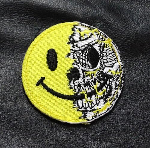 SKULL EVIL SMILEY FACE 2.5 INCH TACTICAL MORALE VELCRO PATCH (MSF1) for Accessories - Bags/Purses, Apparel - Coat/Jacket, Apparel - Jeans/Pants, Children, Crafts