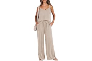 ANRABESS Women's 2 Piece Linen Lounge Set Casual Matching Pants Jumpsuit Summer Beach Travel Vacation Trendy Outfits