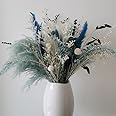 Flowerartlife Natural Dried Pampas Grass Bouquet, 17" Blue Pampas Grass, Lavender Decor, Bohemian Style Family Wedding Country Farmhouse Decorated with Dried Flowers