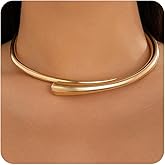 HUAYUNFANG Gold Silver Chunky Choker Necklace For Women Waterdrop Choker Collar Necklace Bold Statement Necklaces Spring Hinged Open Necklaces Trendy Jewelry