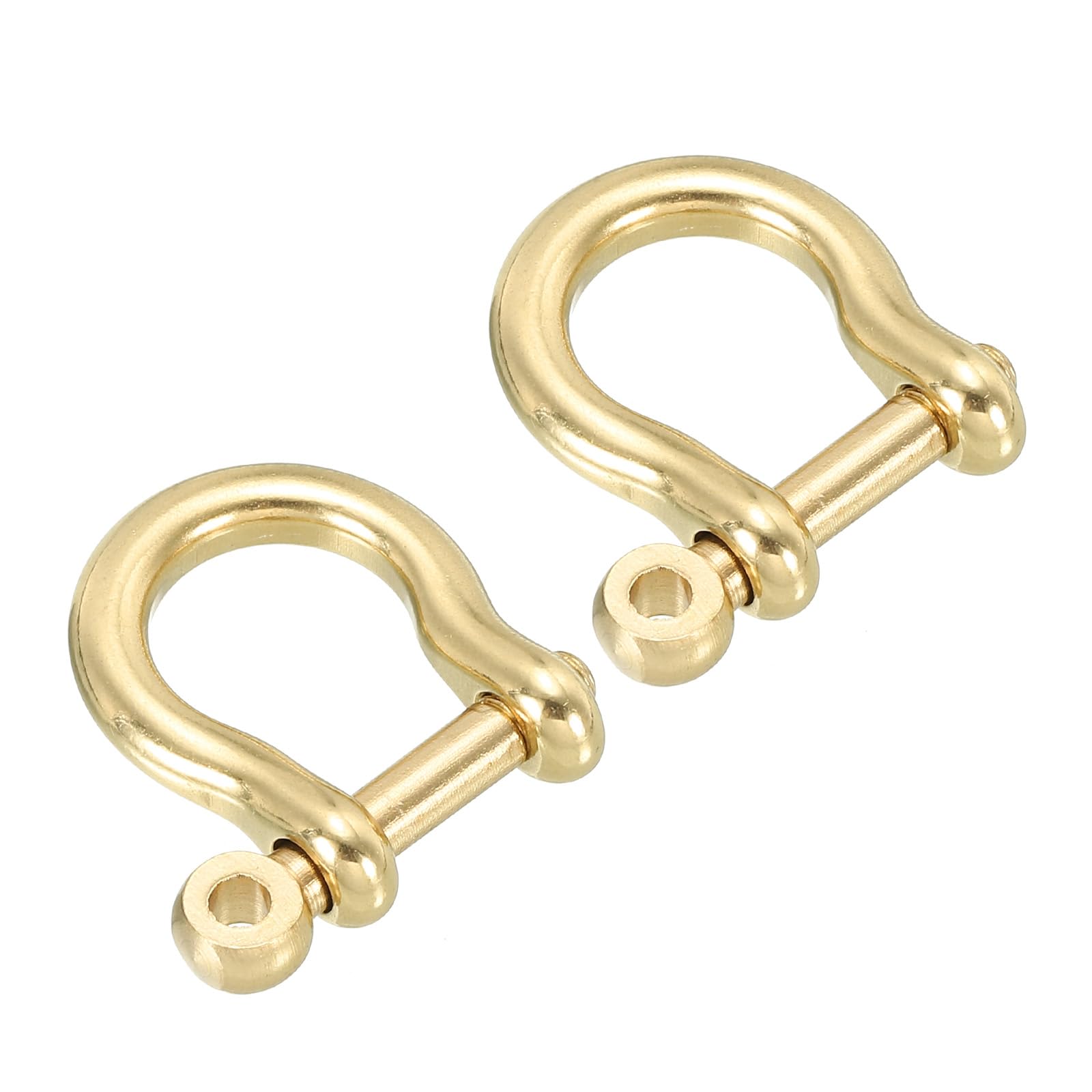 PATIKIL D-Ring Shackle, 2 Pack 9mm Inner Width Pure Brass U Type Fob Key Hook Small Bow Shackles for DIY Craft Leather Replacement — image 1