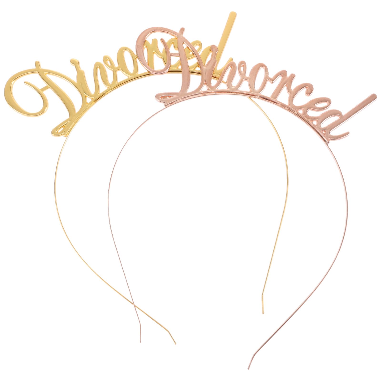 2pcs Tiara Headband for in Golden & Rose Gold - for Divorced Party Decorations - Sashes and Celebrations