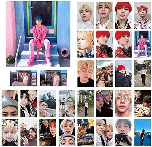 Kunandroc Kpop BTS Bangtan Boys Jungkook Jimin V Jin J-Hope RM Photo Postcard Support Lomo Cards Set New Album Collective Photocard Poster Gift for Fans, 30PCS(V)