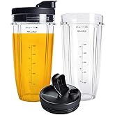 Nutri Ninja 24OZ Replacement Parts,QT 2Pack Nutri Ninja Replacement Cups with Sip & Seal Lids,710ML(24oz) Measuring Scale Cup