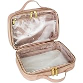 FAWN DESIGN The Toiletry Case, Hanging Travel Toiletry Bag for Women, 2 Compartments, Premium Matte Faux Leather Clear Toiletry Bag, Zippered Large Toiletry Bag, Easy to Clean, 9.5 x 3.5 x 6.5 inches