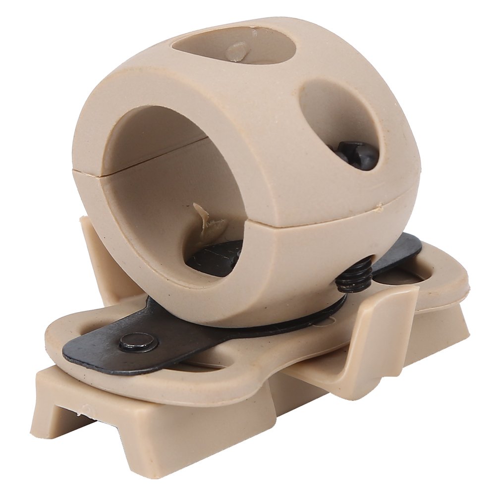 Helmet Holder Mount Tactical Airsoft Quick Release Flashlight Clamp Fit FAST Helmet Rail Portable Plastic Torch Mount Flashlight Holder Bracket (Black)(Tan)