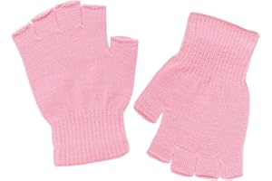 DOOVID Winter Knit Warm Mittens for Women & Men - Stretch Half Finger Gloves