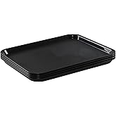 Teyyvn Black 4-Pack Plastic Fast Food Serving Tray, 17.25" x 13.35", Rectangular Food Tray