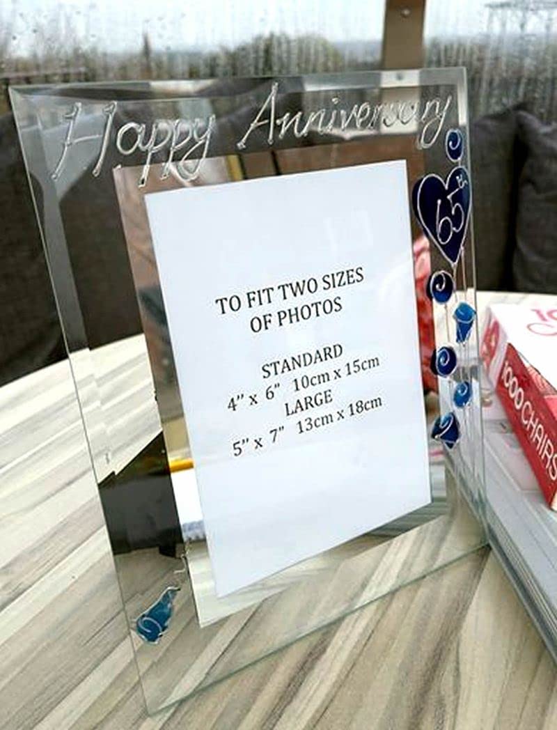 65th Wedding (Blue Sapphire) Anniversary Photo Frame (P) (5x7) Flower