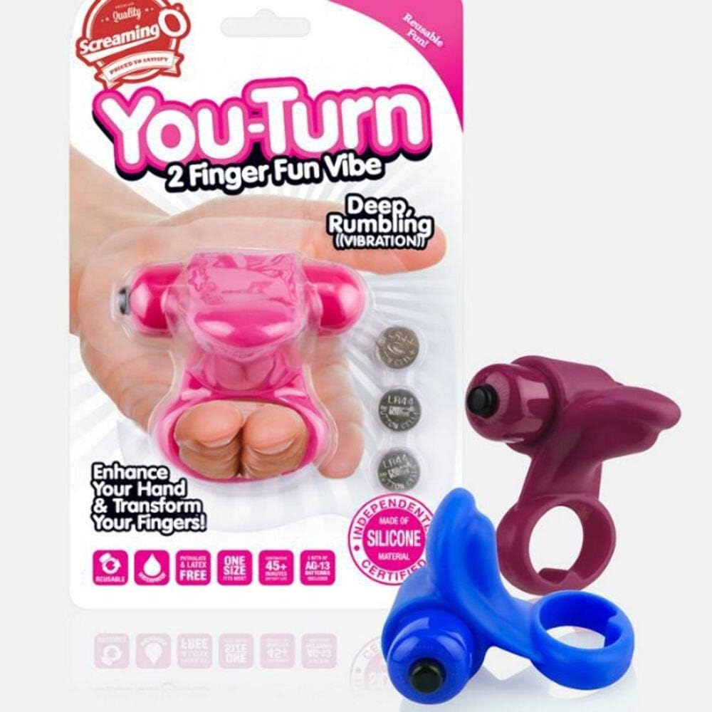 Screaming O Strawberry You-Turn Reusable 2 Finger Vibrating Ring with Deep, Rumbling Vibrations for Intense G-Spot Massage - Image 5