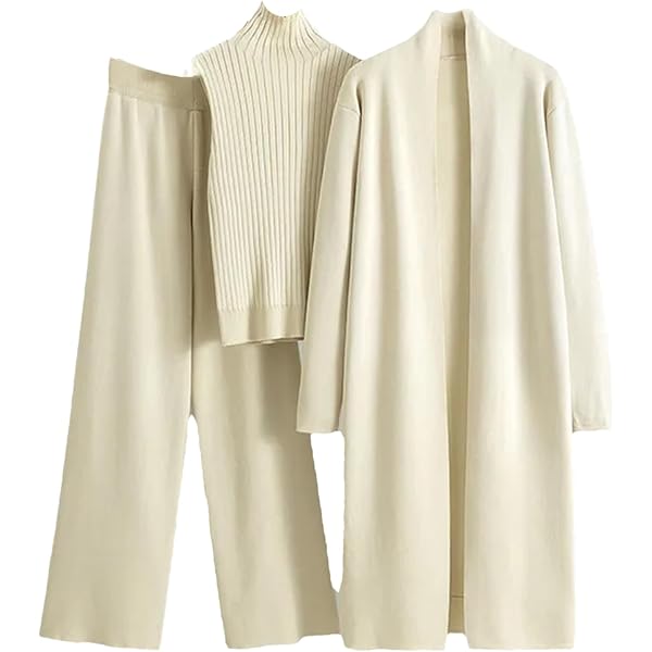 トップス LONG SLLEVE LOUNGE CARDIGAN 3 Amazon.com: HGps8w Women's 3 Piece Outfits Knit Matching