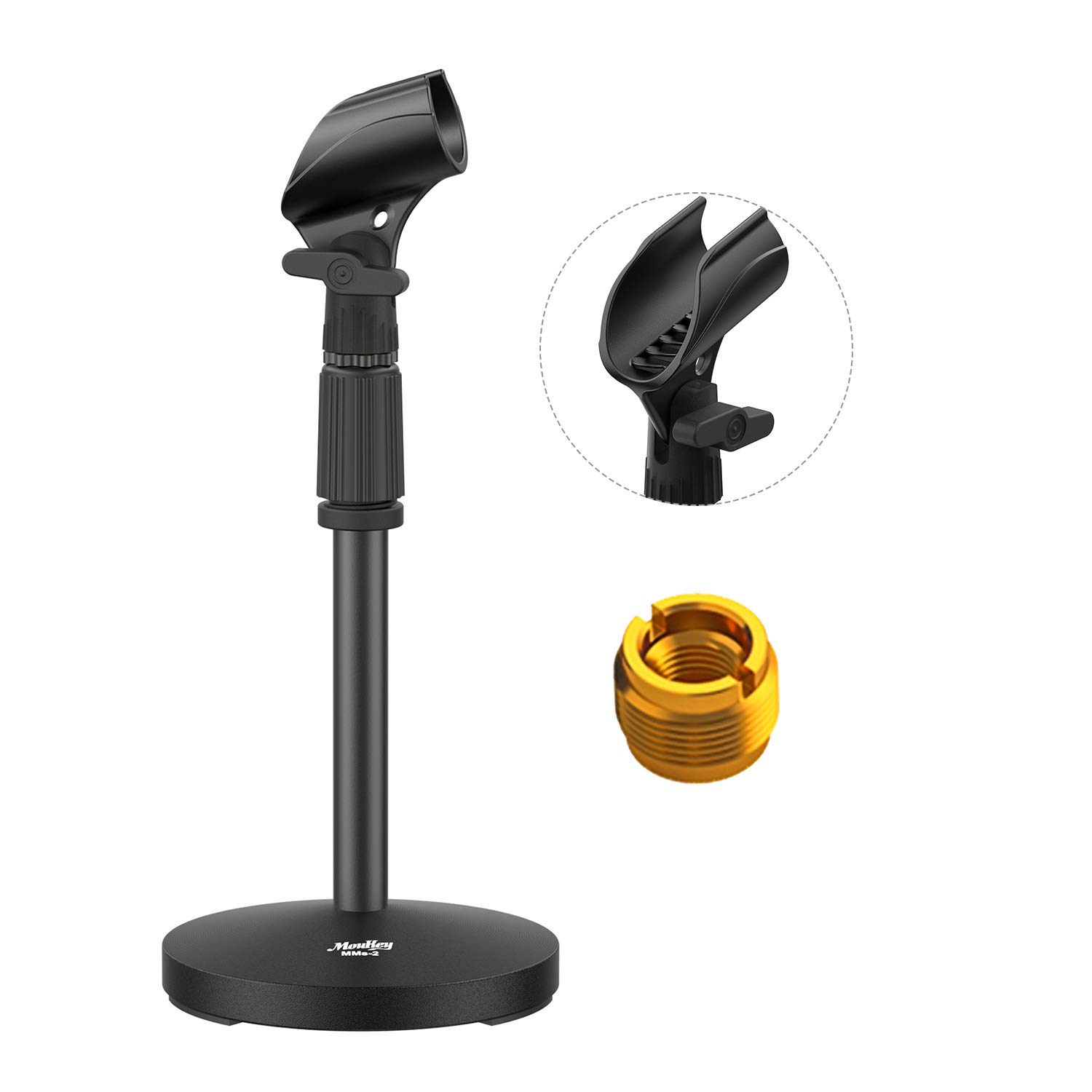 Moukey MMs2 Desk Mic Stand Adjustable Table Mic Stand Desktop Tabletop