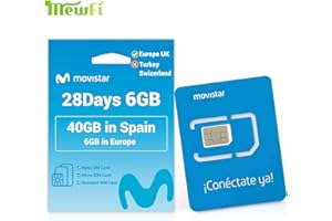MEWFI Prepaid Movistar Europe Sim Card 28 Days, Unlimited Local Calls, Activation Required, Applicable to All Europe Countries Except Switzerland,Turkey (28Days 6GB (Activation Required))