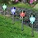 Maggift Solar Pathway Lights Diamond Glass Solar lights Outdoor Color Changing Stainless Steel Solar Garden Lights, Set of 4