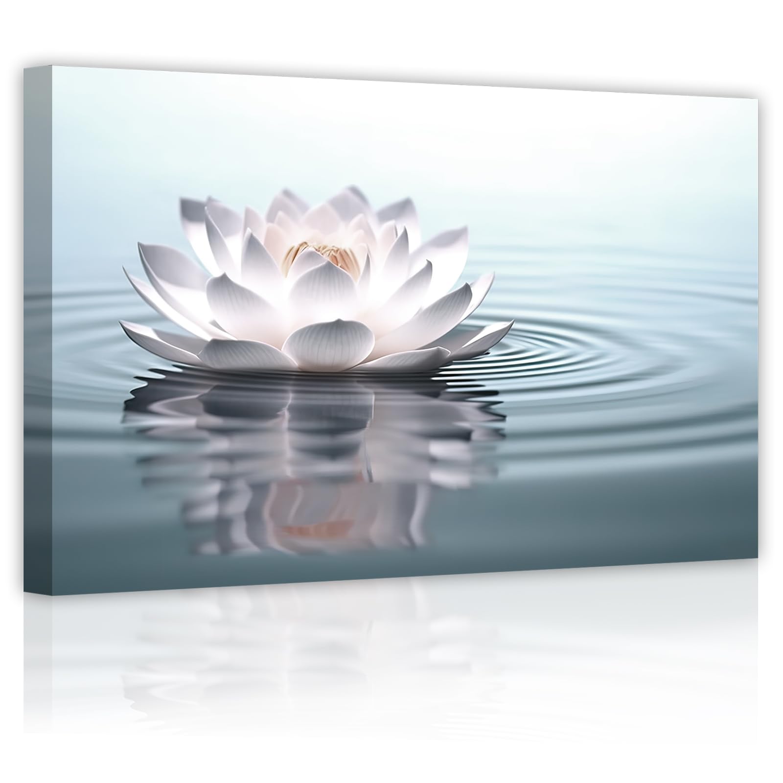 LZIMU Zen Wall Art Lotus Flowers on Water Pictures Water Lily Canvas Prints Bathroom Decor Spa Artwork for Yoga Studio Meditation Spiritual Room Framed (Zen-2, 12.00"x18.00")